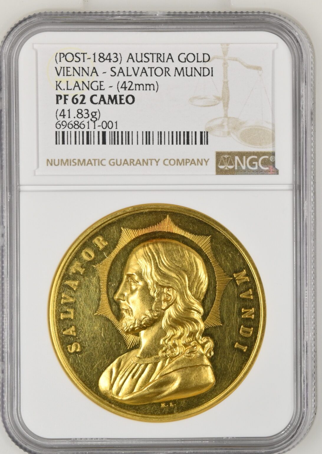 オーストリア1843年ー56年サルバトーレムンディ12ダカットメダル NGC PF62CAM PREMIUM GOLD COIN