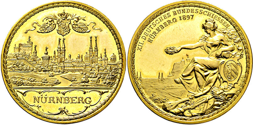 ドイツ ニュルンベルク1897年射撃祭メダル - PREMIUM GOLD COIN