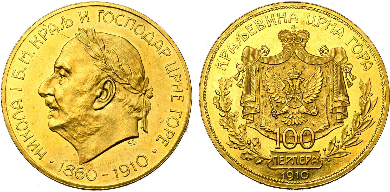 モンテネグロ1910年ニコラ1世100ペルペラ PREMIUM GOLD COIN