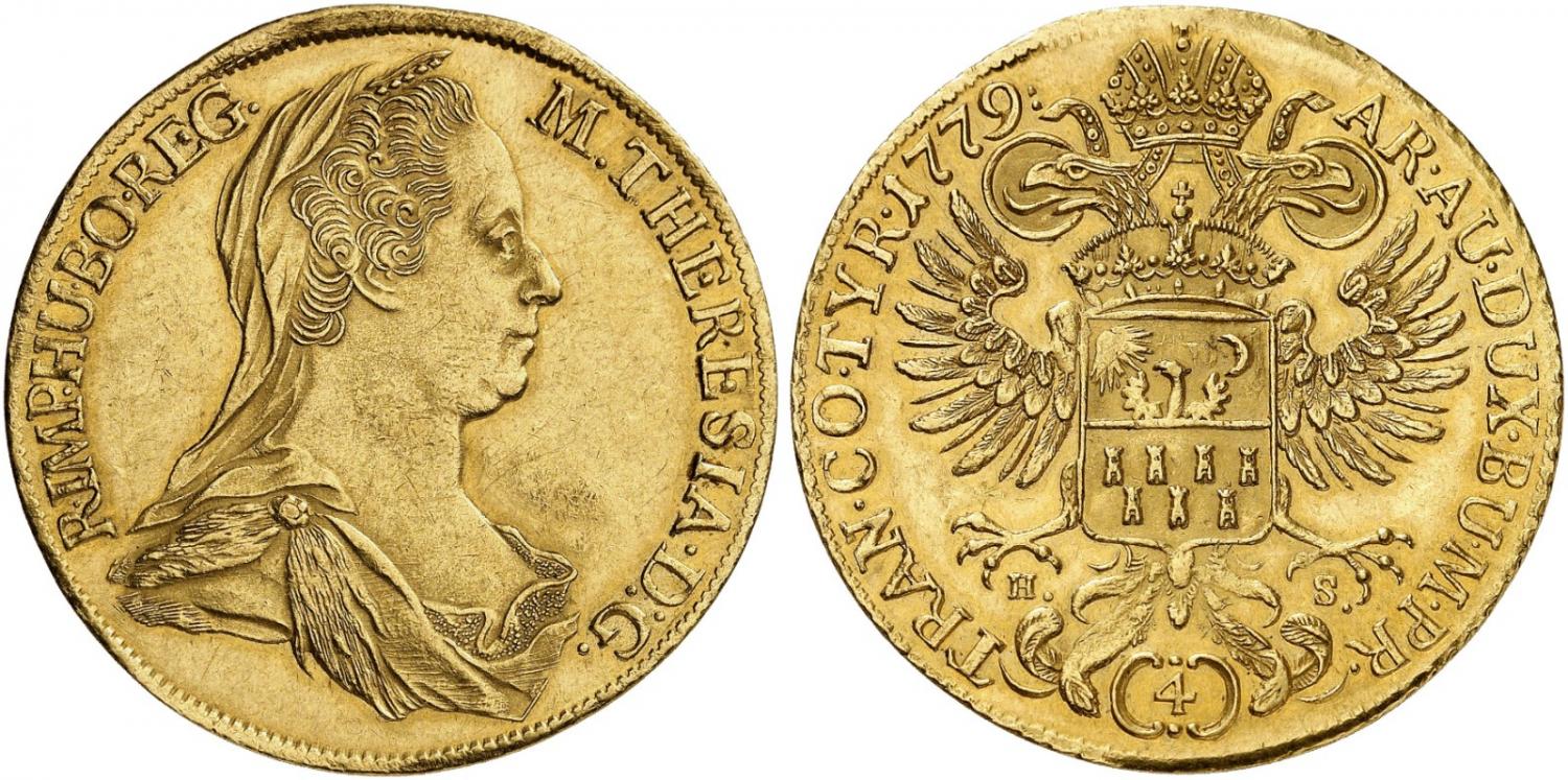 神聖ローマ帝国1779年マリアテレジア4ダカット金貨 - PREMIUM GOLD COIN