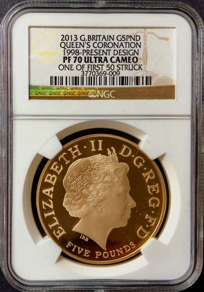 イギリス2013年エリザベス女王戴冠60年5ポンド金貨4枚セットPF70UCAM