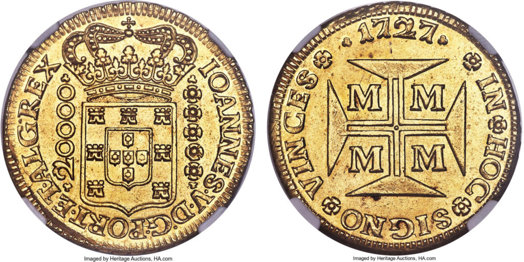 ブラジル1727年20000レイス金貨MS62 PREMIUM GOLD COIN