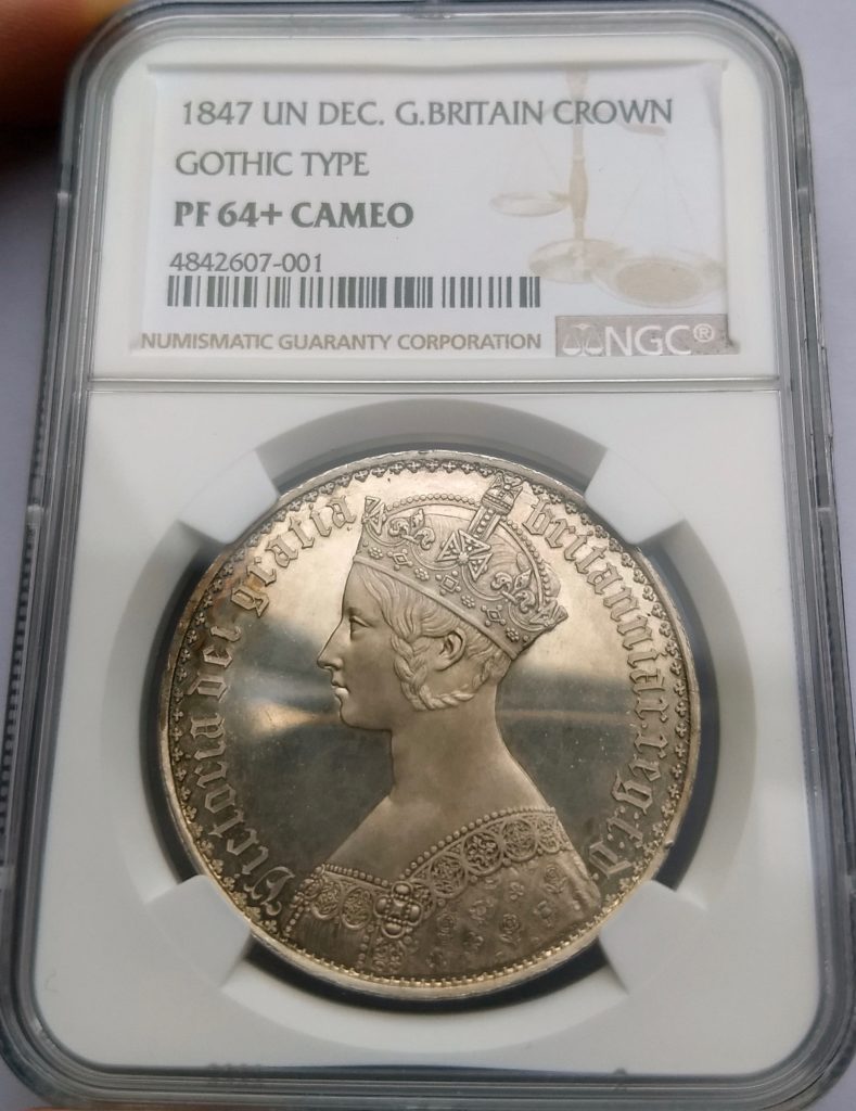 イギリス1847年ゴシッククラウン銀貨NGC PF64+CAMEO - PREMIUM GOLD COIN