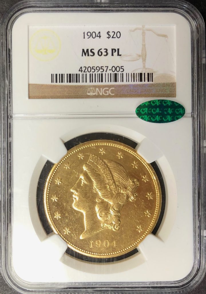 アメリカ1904年20ドル金貨NGC MS63PL 到着いたしました。 - PREMIUM GOLD COIN