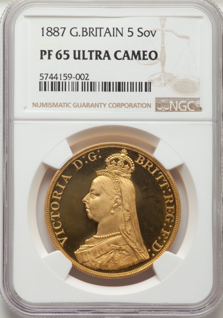 イギリス1887年ヴィクトリア5ポンド金貨NGC PF65UCAM - PREMIUM GOLD COIN