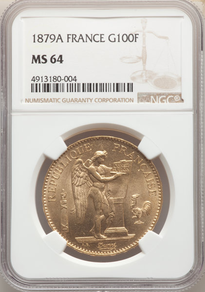 フランス1879年エンジェル100フランMS64 - PREMIUM GOLD COIN