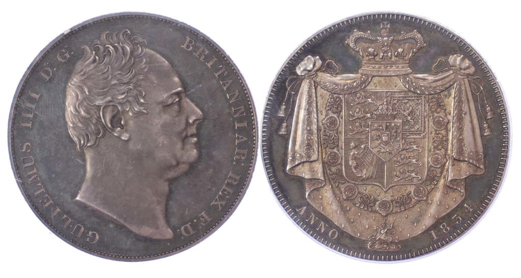 イギリス1834年ウイリアム4世プルーフクラウン銀貨PCGS PR64CAM