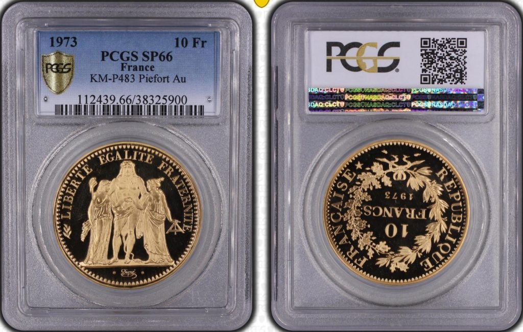 フランス1973年10フランピエフォー金貨PCGS SP66 - PREMIUM GOLD COIN