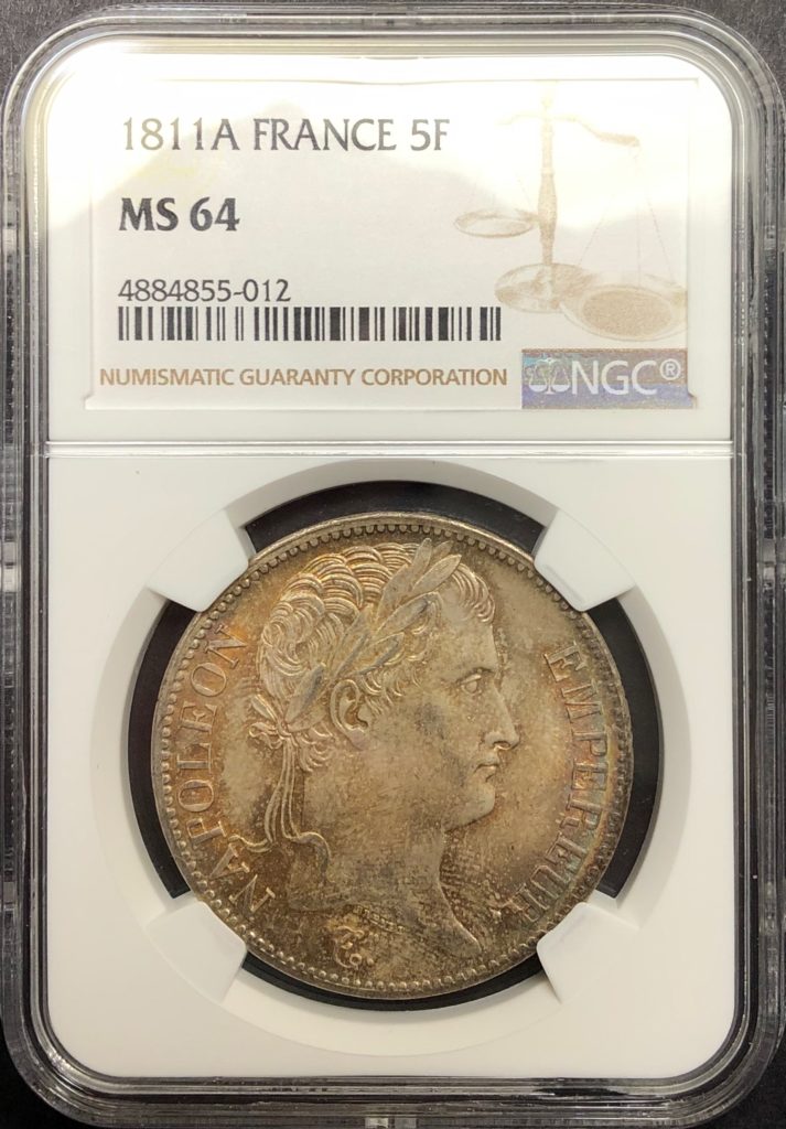 重さー約25g【アンティークコイン】1811年フランスナポレオン銀貨、5フラン