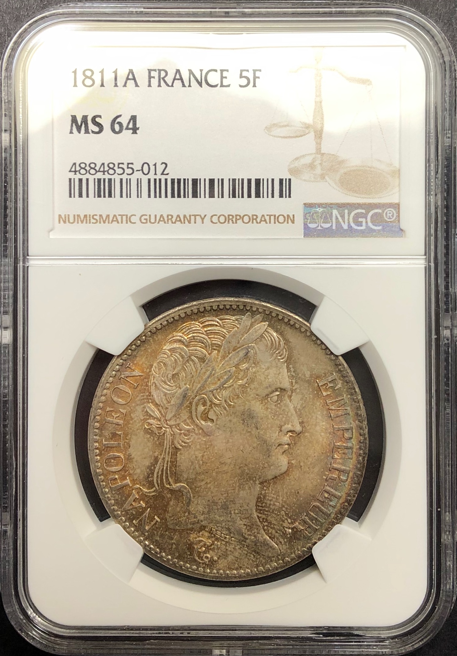 お客様分 フランス1811年5フラン銀貨NGC MS64が入荷いたしまし