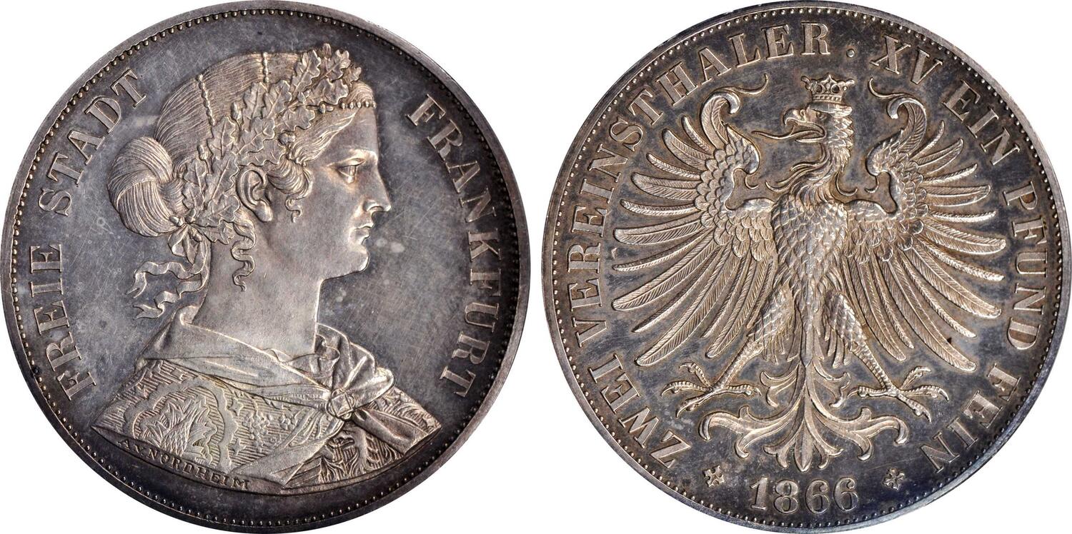 ドイツフランクフルト1866年2ターラー銀貨PCGS PR62 CAMEO オークション - PREMIUM GOLD COIN