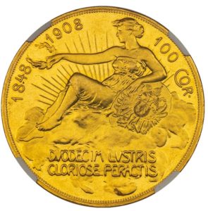 売約済 オーストリア1908年雲上の女神100コロナ金貨NGC PF62 - PREMIUM 