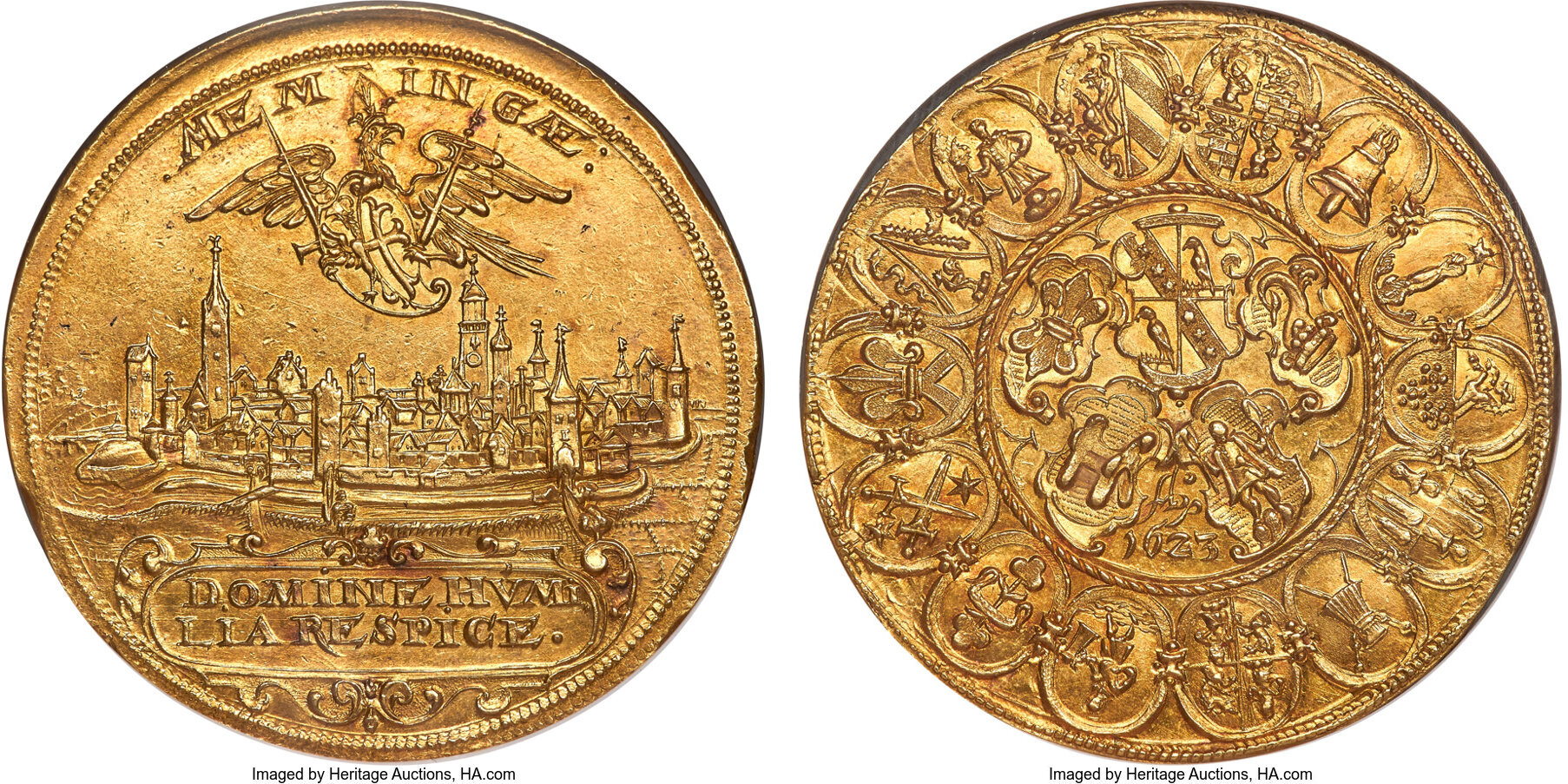 ドイツ 1623年 メミンゲン自由都市 10デュカット金メダル MS62+ NGC オークション PREMIUM GOLD COIN