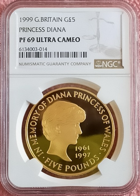 イギリス1999年ダイアナ5ポンド金貨NGC PF69UCAM - PREMIUM GOLD COIN