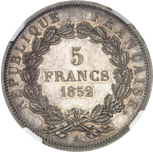 NGC AU53』フランス第二共和政5フラン銀貨(1849年)A 旧貨幣/金貨/銀貨