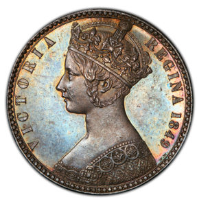 売約済 イギリス1849年ヴィクトリアゴシックフローリン銀貨PCGS MS64