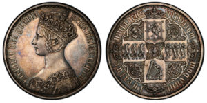 イギリス1847年ゴシッククラウン銀貨ピュアシルバーPCGS PR61