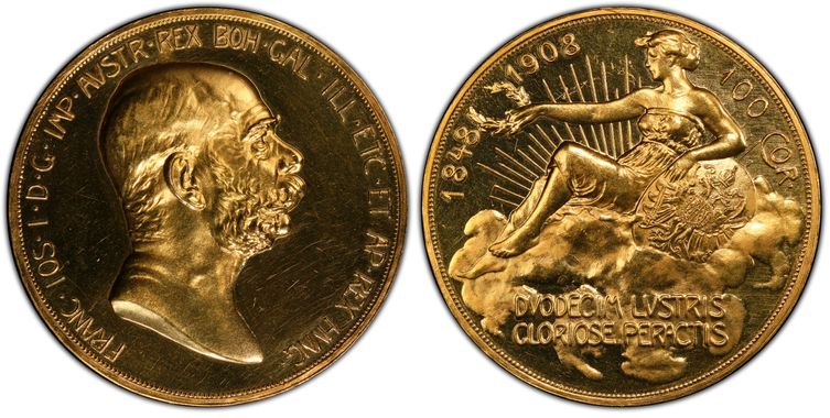 オーストリア1908年100コロナ金貨PCGS PF63 雲上の女神 - PREMIUM GOLD ...
