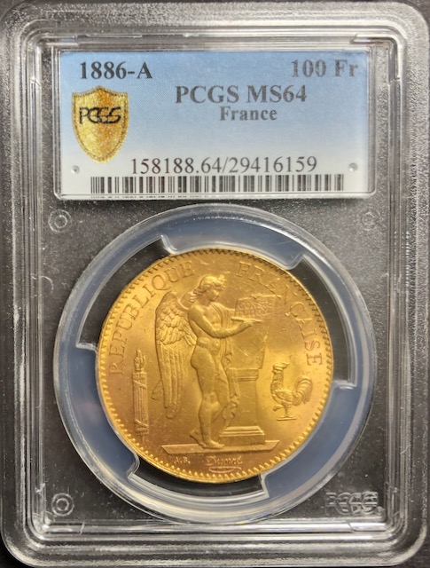 フランス1886年100フランエンジェルPCGS MS64 - PREMIUM GOLD COIN