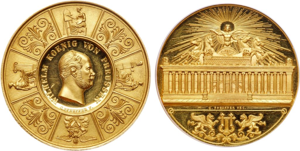 ドイツ 1861年 プロイセン王国 ヴィルヘルム1世 20デュカットメダル SP64 PCGS オークション PREMIUM GOLD COIN