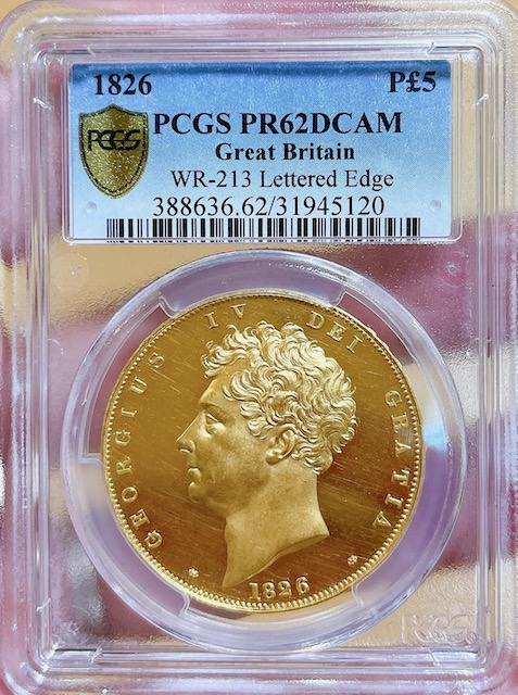 イギリス1826年ジョージ4世5ポンド金貨 PCGS PR62 DCAM - PREMIUM GOLD COIN