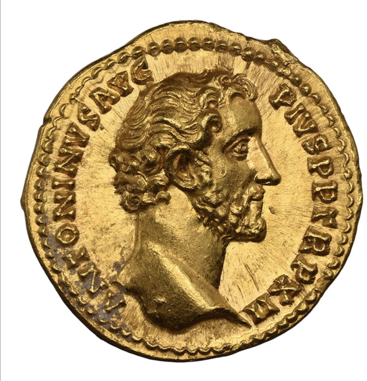 古代ローマ148〜149年アントニヌス帝アウレウス金貨NGC Ch. MS打刻状態 