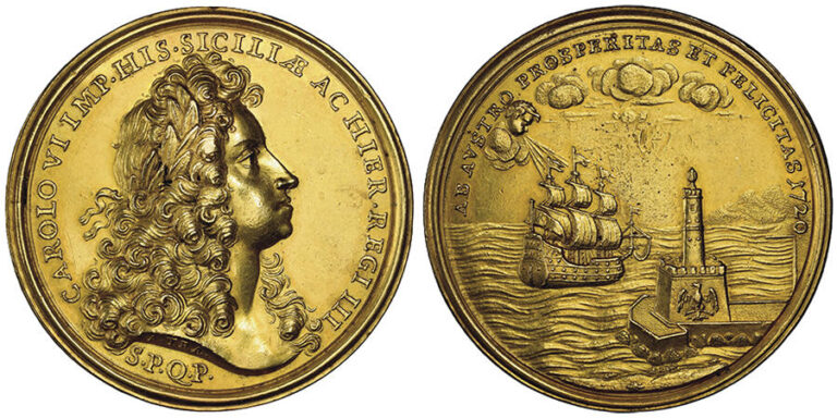 イタリアシチリア 1720年 カルロ6世ディ・ボルボーネ 金メダル オークション結果 PREMIUM GOLD COIN