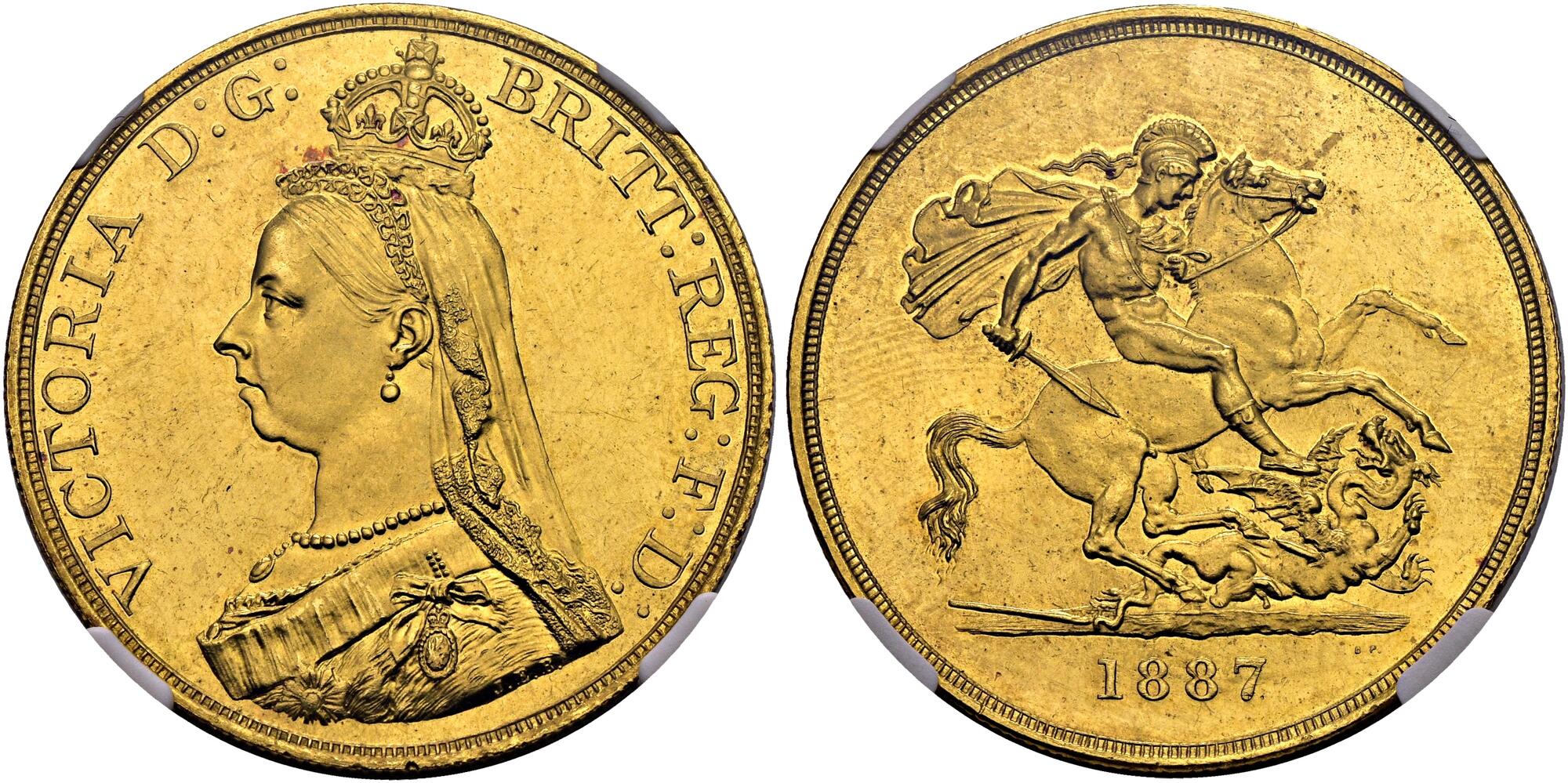 1887年イギリス ビクトリア ジュビリーヘッド1/2ソブリン NGC MS63 1887年ビクトリアジュビリーヘッド クラウン銀貨 PCGS MS63