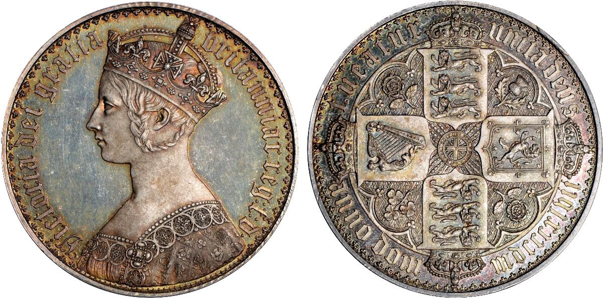 英古銭 ヴィクトリア女王 ゴシッククラウン銀貨 1847年 1847年ヴィクトリア女王ゴチッククラウン銀貨【PF63