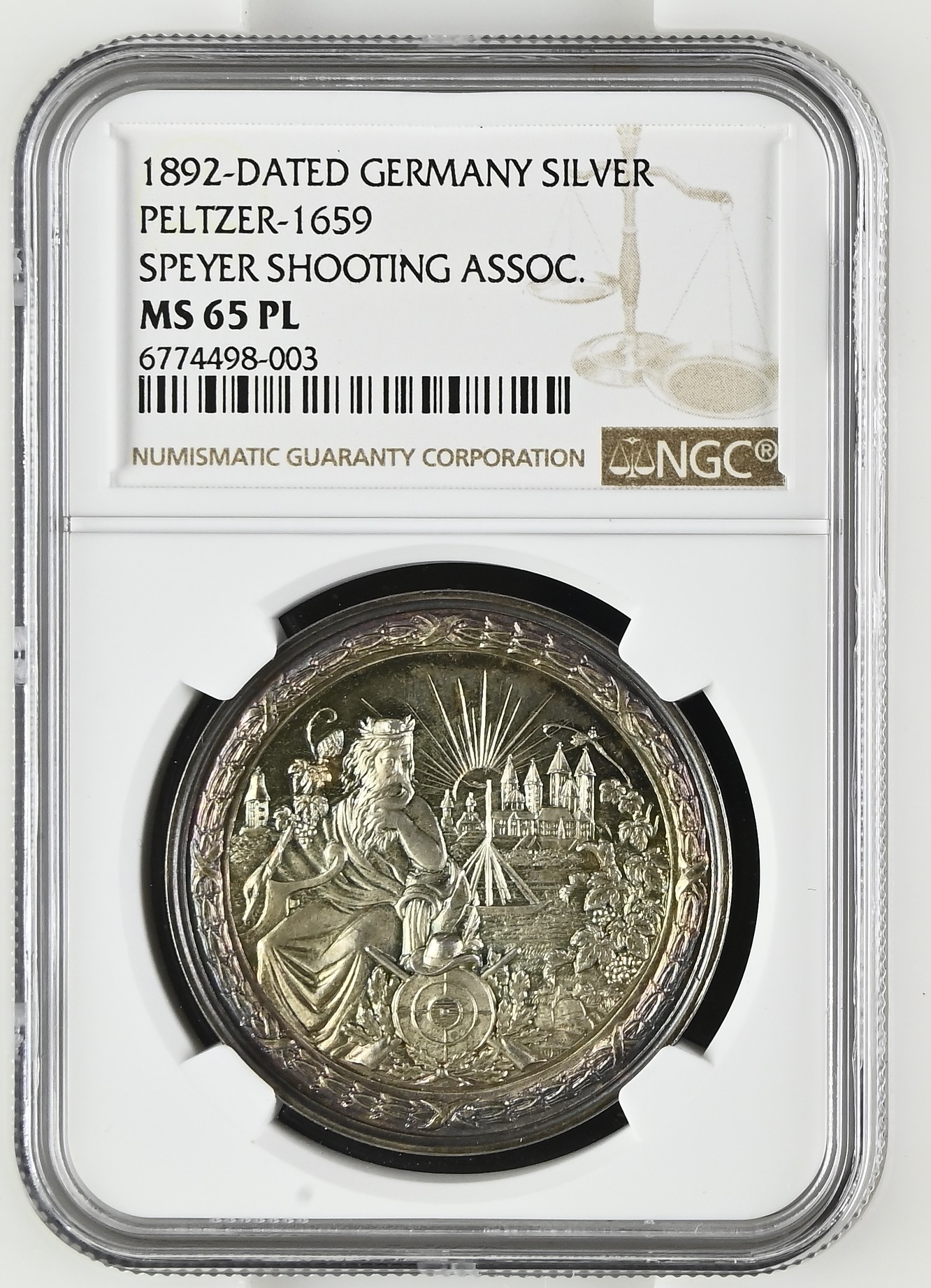 ドイツ1892年シュパイヤー射撃祭銀メダルMS65PL - PREMIUM GOLD COIN