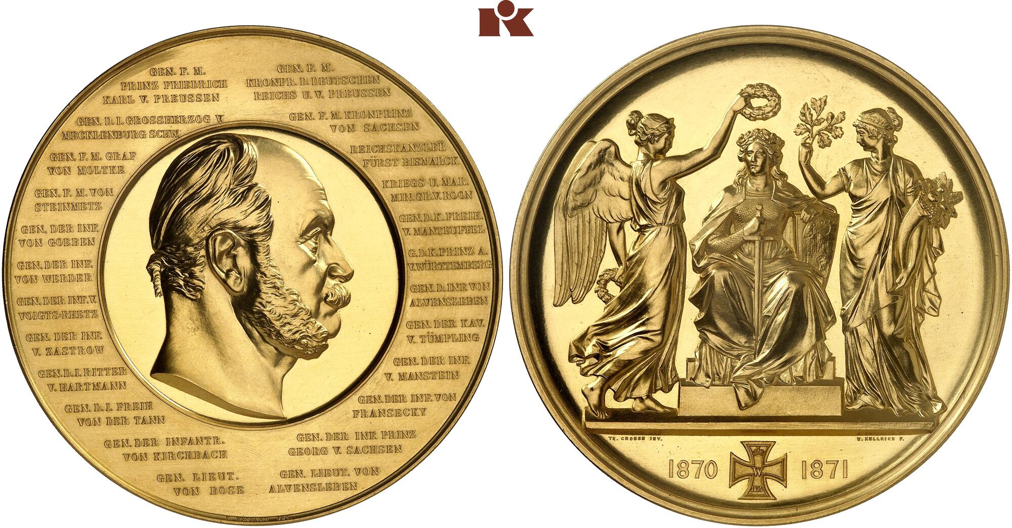 ドイツ 1871年 プロイセン王国 ヴィルヘルム1世 120デュカット金メダル