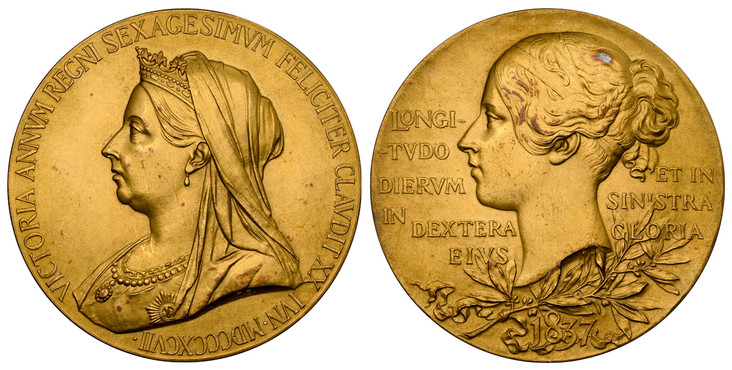 イギリス1897年ヴィクトリア戴冠60年大型金メダル NGC MS61
