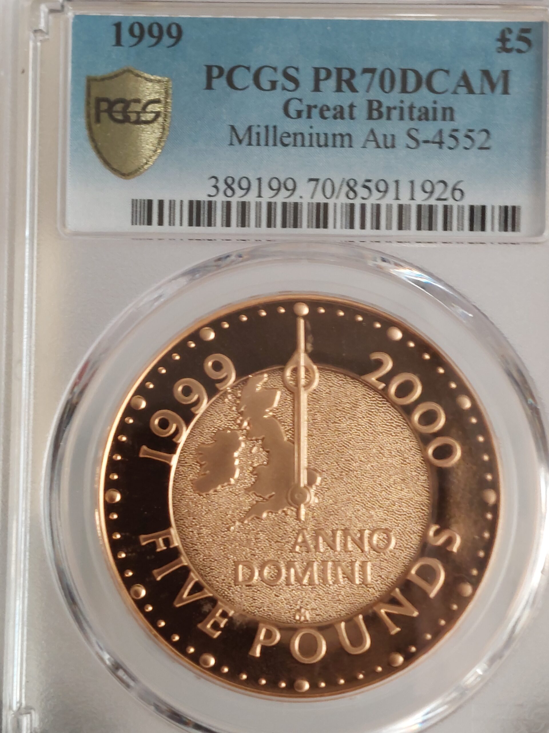 イギリス1999年ミレニアム5ポンド金貨 PCGS PR70 DCAM - PREMIUM