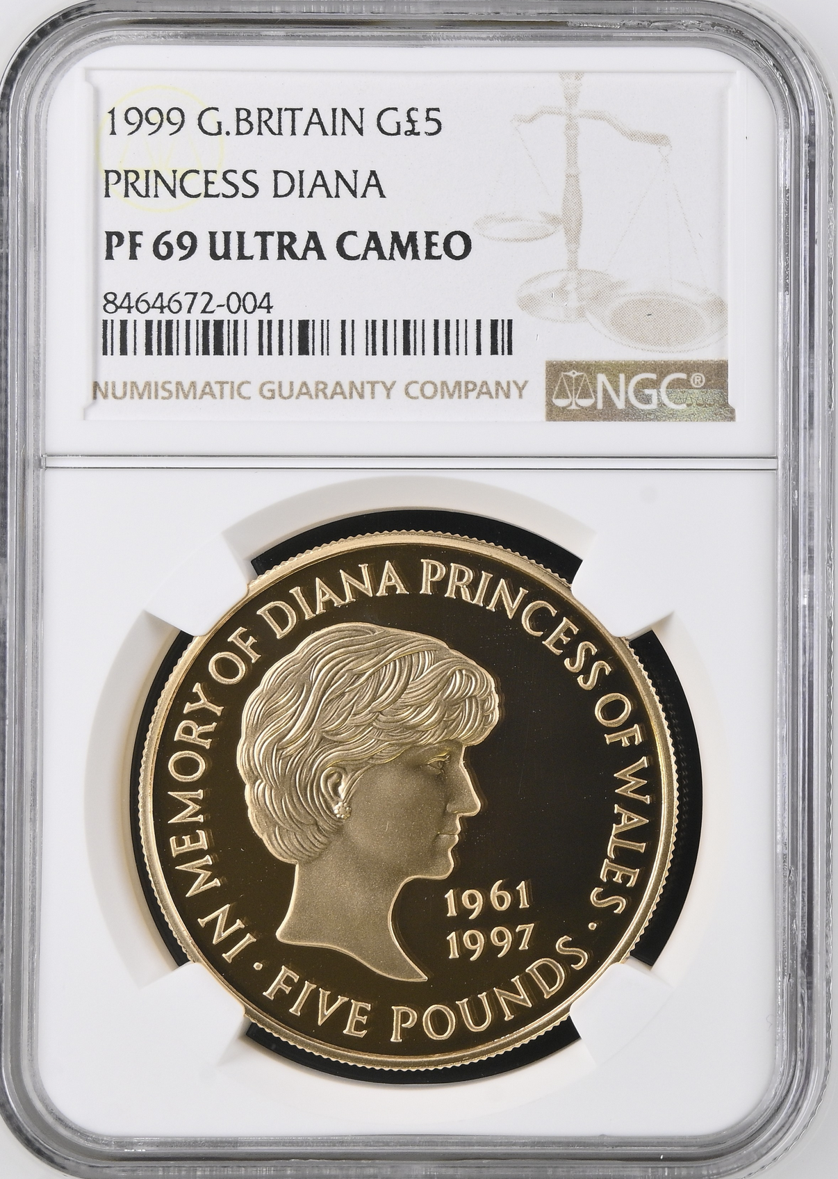 1999年/イギリス/PF69/ダイアナ/銀貨/5ポンド/NGC/ イギリス1999年ダイアナ5ポンド金貨NGC PF69 UCAM - PREMIUM