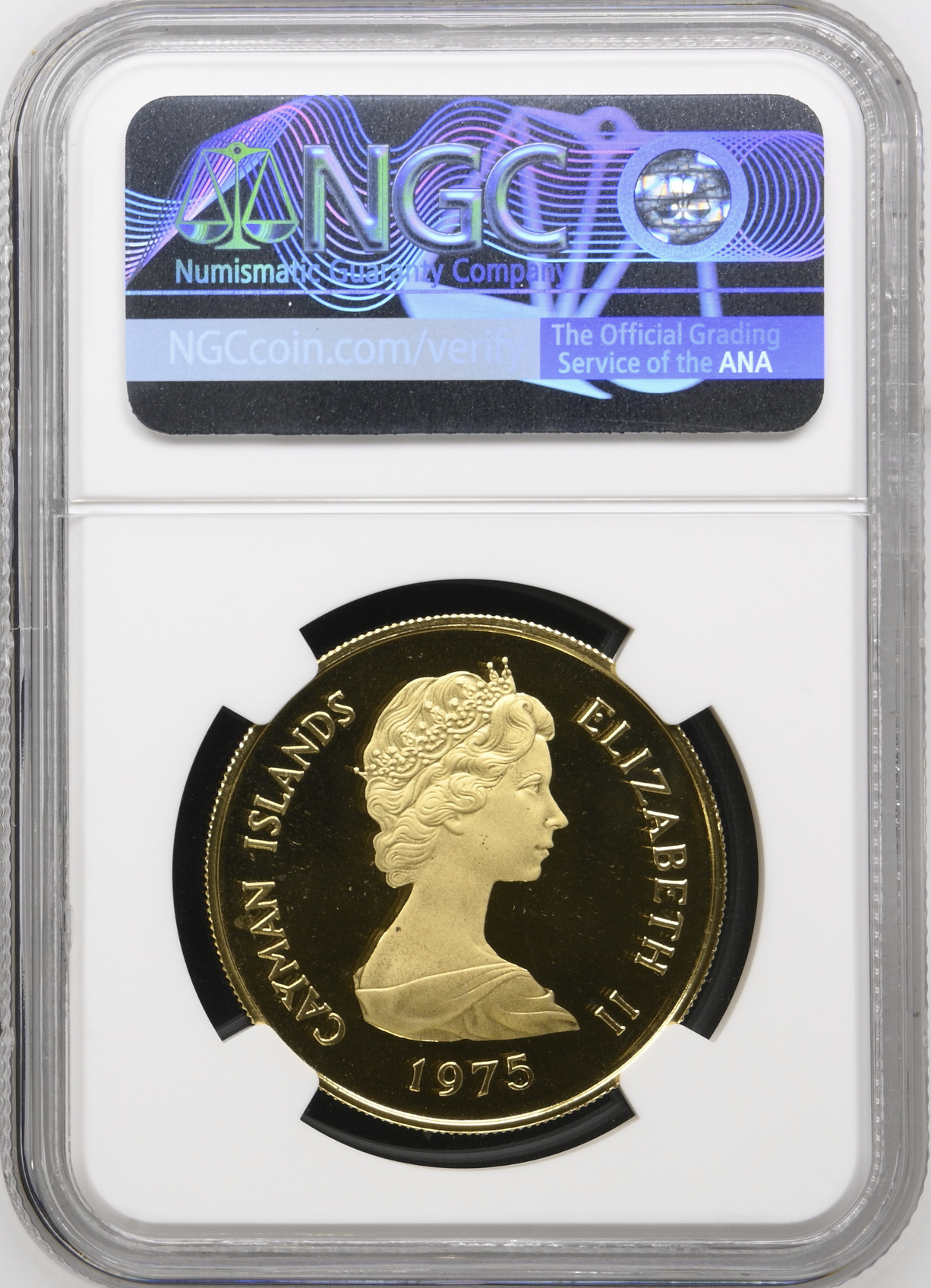 イギリス領ケイマン諸島1975年ファイブクイーンズ100ドル金貨 NGC PF69