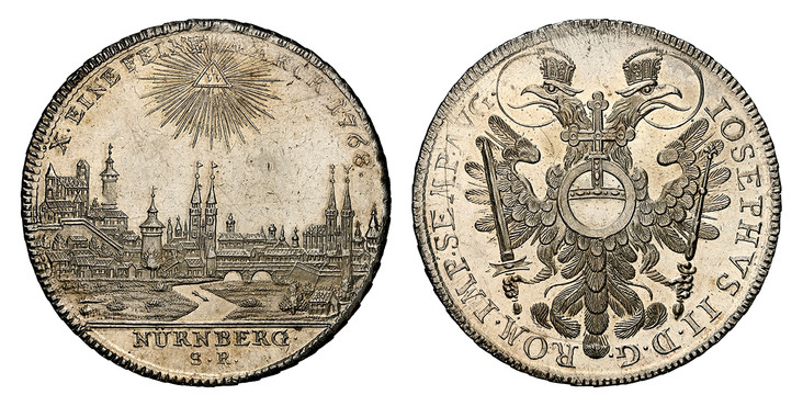 ドイツ ニュルンベルク1768年ターラー銀貨 都市景観 NGC MS61PL